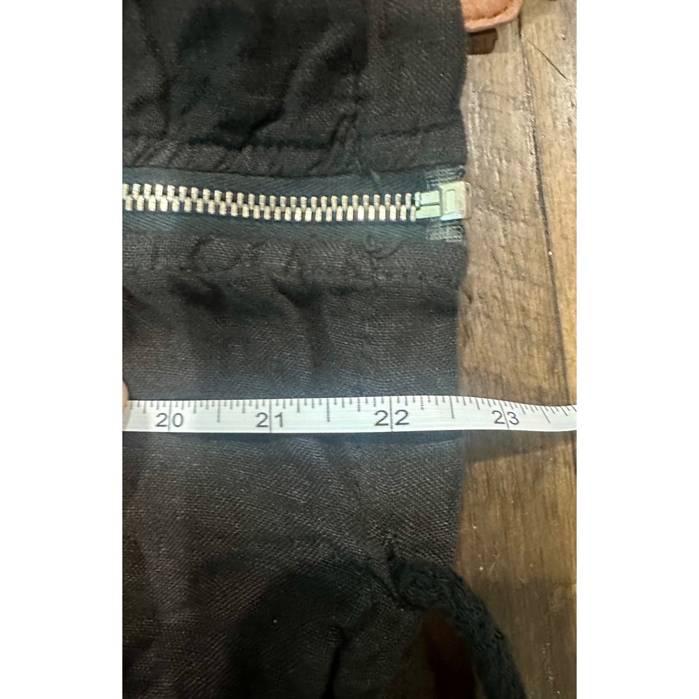Liabella Black Linen Zip Up Hooded Jacket Boxy Relaxed Fit Three Quarter Sleeve - Picture 6 of 7